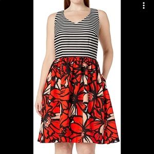 Just Taylor Floral Striped Sleeveless Fit & Flare Dress